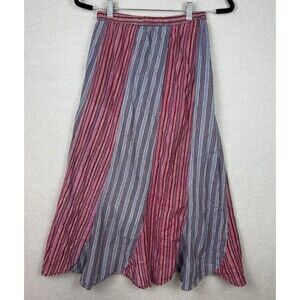 Avatar Pink/Blue Boho Maxi Skirt 100% Cotton Gold Shimmer Detail Scallop Hem‎